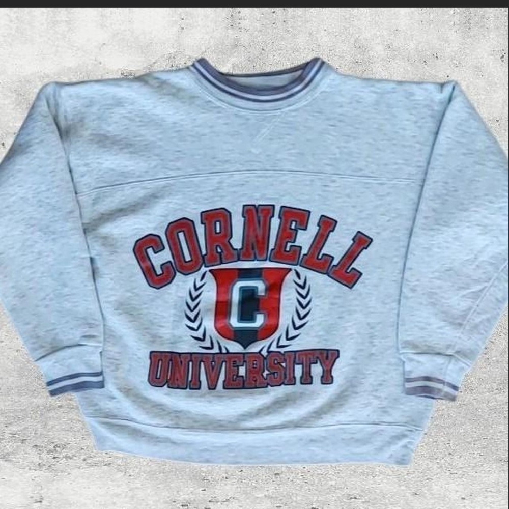 ​VTG 1990s Cornell University Crewneck Sweatshirt Grey Medium NCAA Big Red